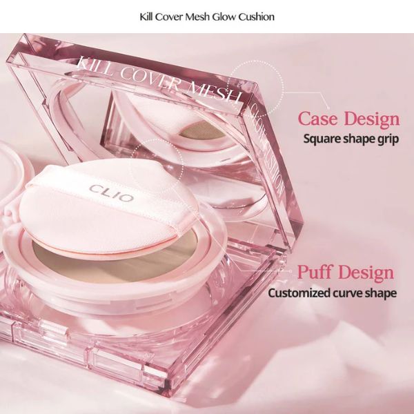 Phấn Nước Clio Kill Cover Mesh Glow SPF50+, PA++++ #4 Ginger (Vuông Hồng)