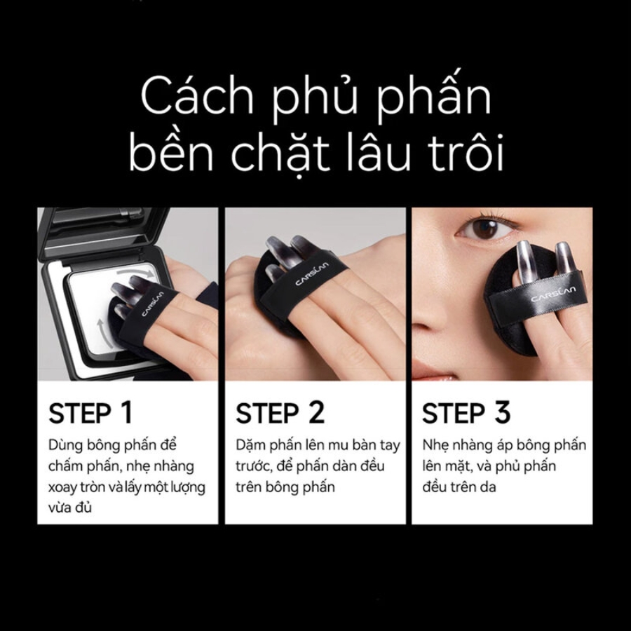 Cách dùng phấn phủ Carslan Black Magnetic Soft Mist Powder