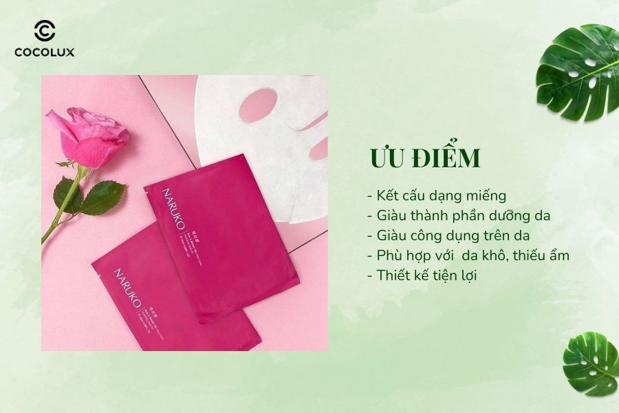 Ưu điểm của Mặt Nạ Naruko Hoa Hồng Nhung Cấp Nước Cho Da