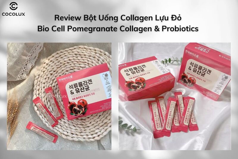 Review Bột Uống Collagen Lựu Đỏ Bio Cell Pomegranate Collagen & Probiotics 60g