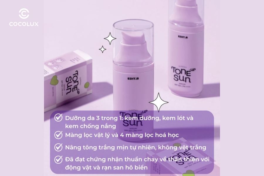 C&ocirc;ng dụng của kem chống nắng EDIT.B Sunday Tone - Up Sun