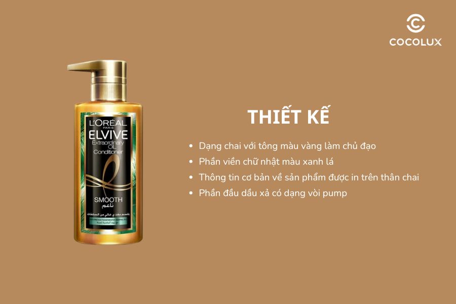 Thiết kế của Dầu Xả Loreal Extraordinary Oil Sleek Conditioner 440ml