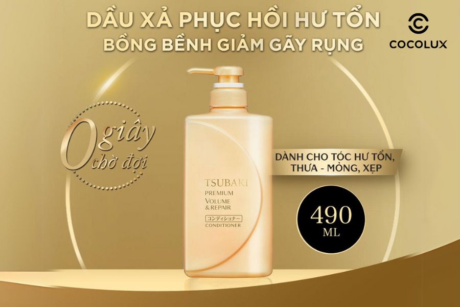 Dầu Xả Tsubaki Premium Repair Conditioner Ngăn Ngừa Rụng T&oacute;c l&agrave; giải ph&aacute;p của t&oacute;c hư tổn, thưa-mỏng, xẹp