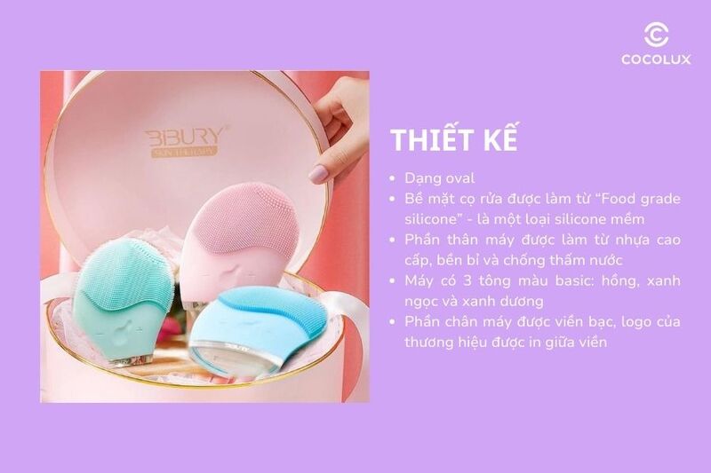 Thiết kế của Máy Rửa Mặt Bibury Skin Therapy Facial Cleansing & Light Therapy Brush