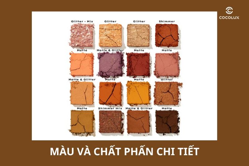 6 chất phấn của Phấn Mắt Lemonade Aesthetic Eyeshadow Palette 16 Ô