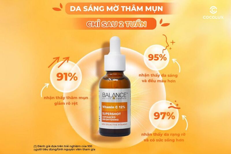 Tinh Chất Balance Active Formula Vitamin C 12% Supershot Advanced Brightening đem lại hiệu quả chỉ sau 2 tuần