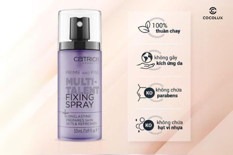 Thành phần của xịt khóa nền Catrice Prime And Fine Multitalent