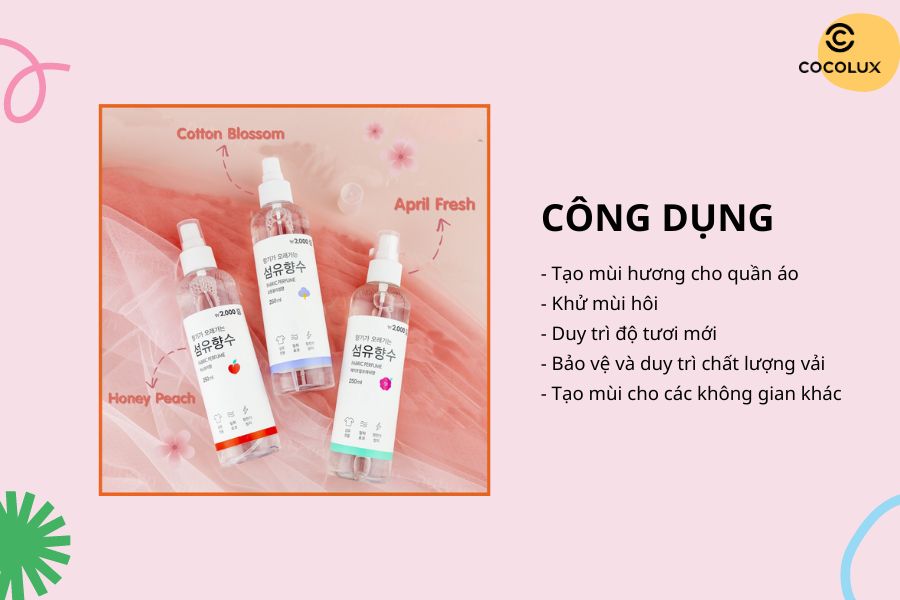 Công dụng của Xịt Thơm Fabric Perfume Cho Quần Áo