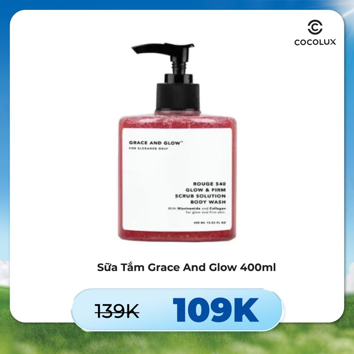 Sữa Tắm Grace And Glow Rouge 540 Tẩy Da Chết 400ml