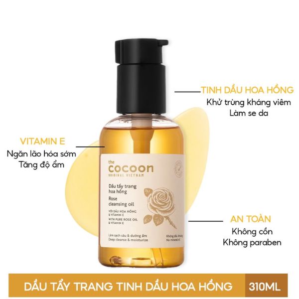 Dầu Tẩy Trang Cocoon Rose Cleansing Oil Chiết Xuất Hoa Hồng 140ml