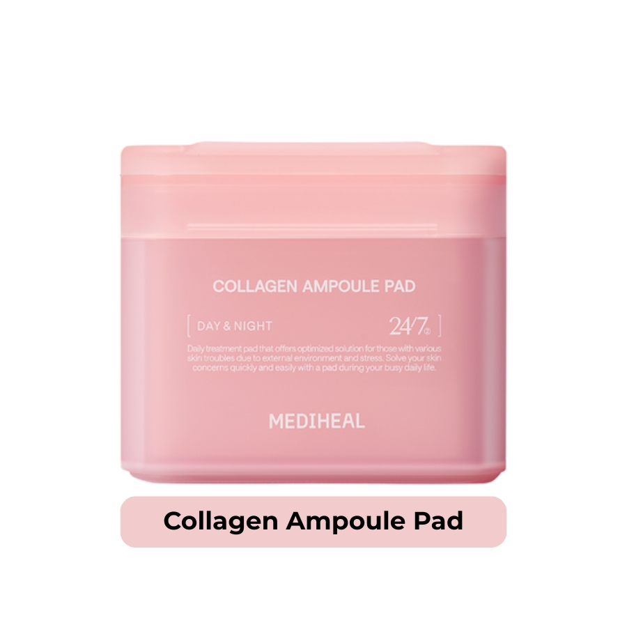 Nước Hoa Hồng Mediheal Dạng Miếng Toner Pad Collagen Ampoule Pad - Hồng (100 miếng)