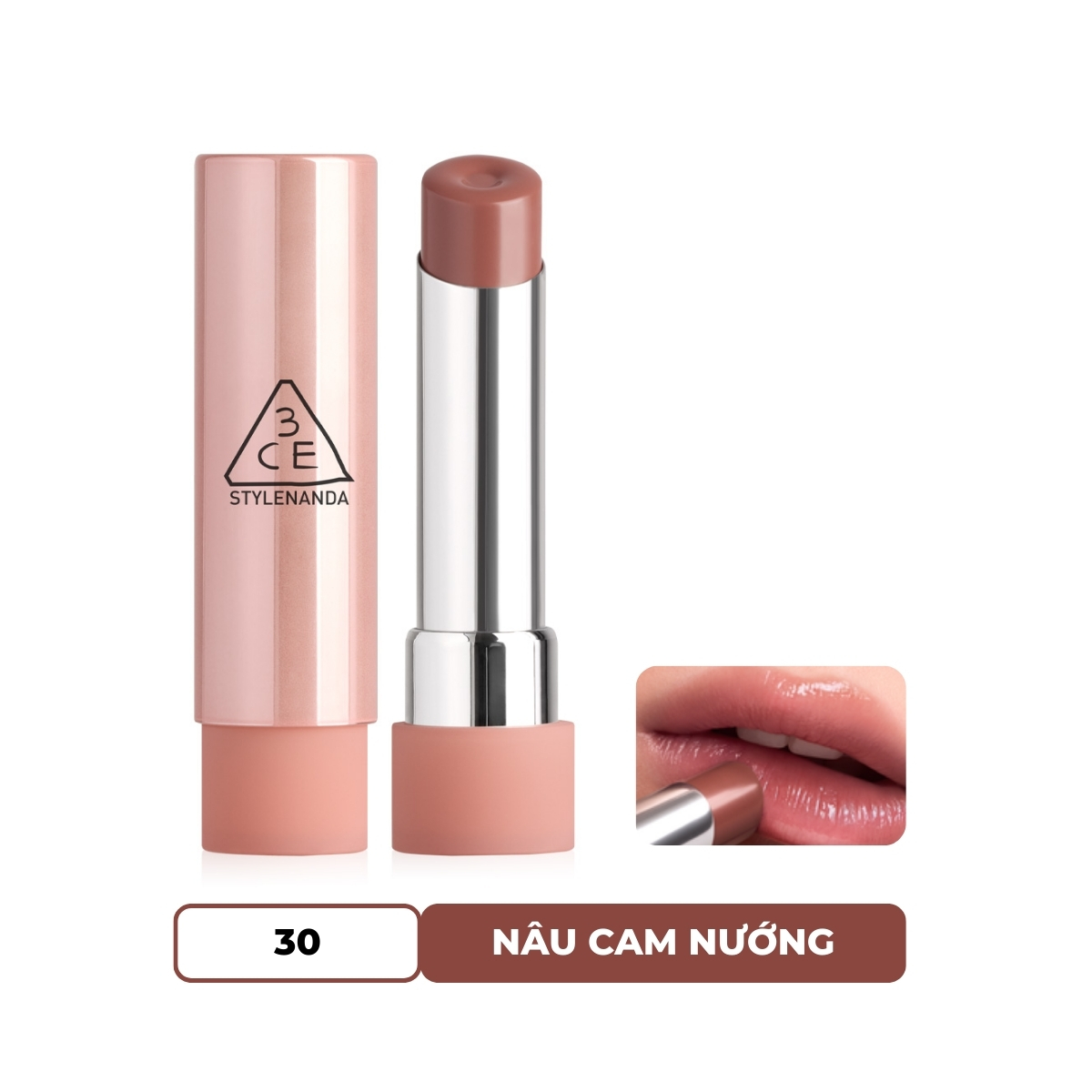 Son Dưỡng 3CE Glazy Lip Glow - 30 Melting Smore