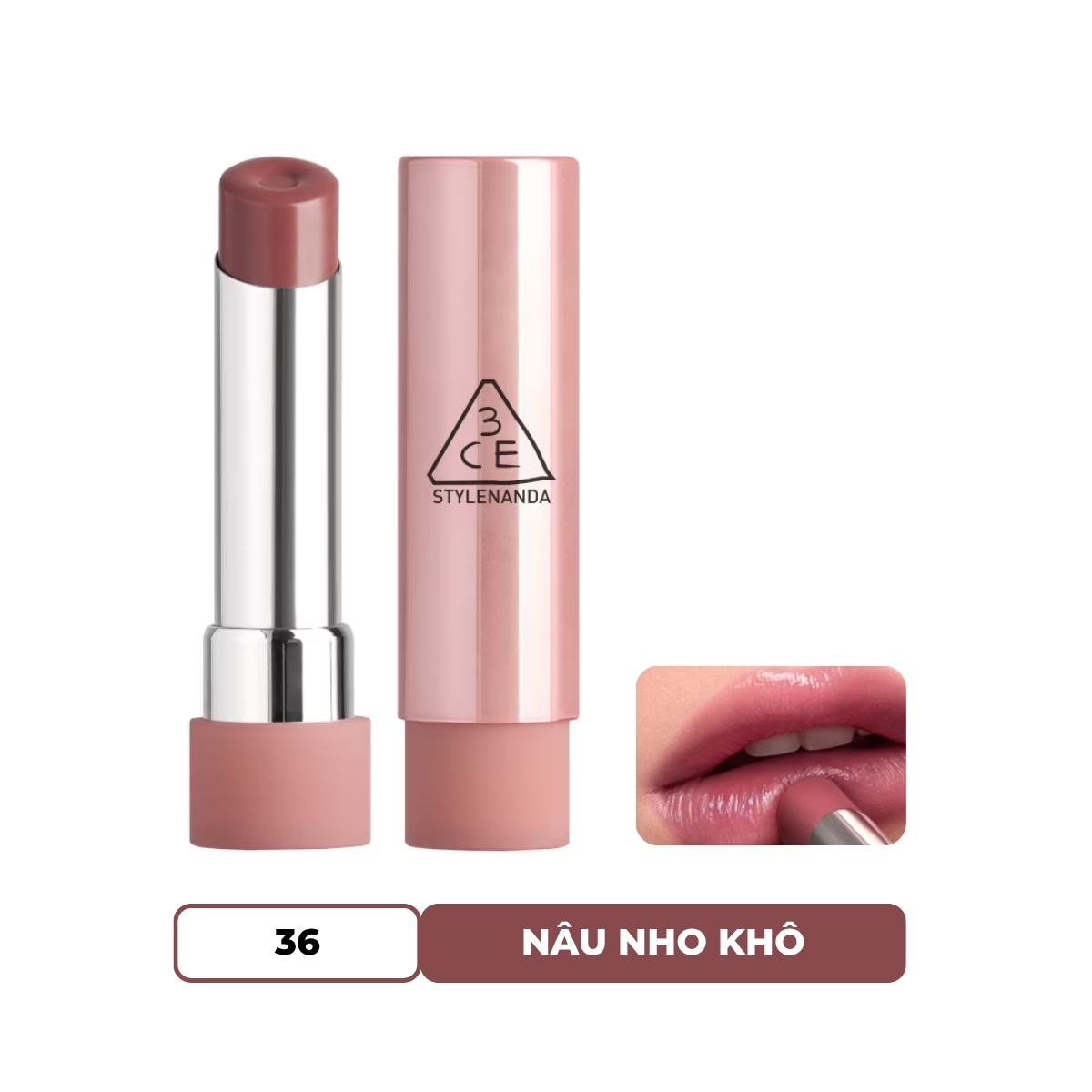 Son Dưỡng 3CE Glazy Lip Glow - 36 Double Grape