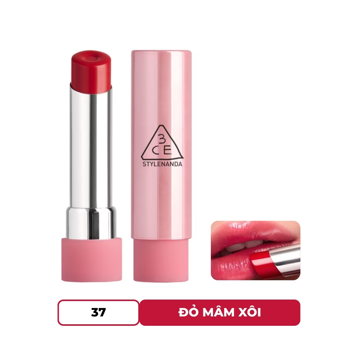 Son Dưỡng 3CE Glazy Lip Glow - 37 Raspberry Coated