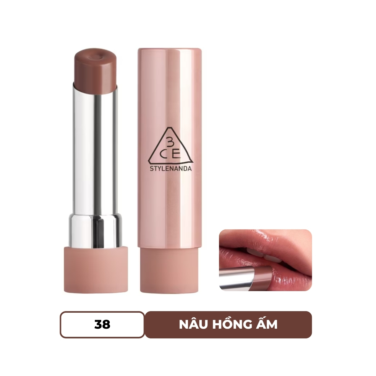 Son Dưỡng 3CE Glazy Lip Glow - 38 Salty Sweet