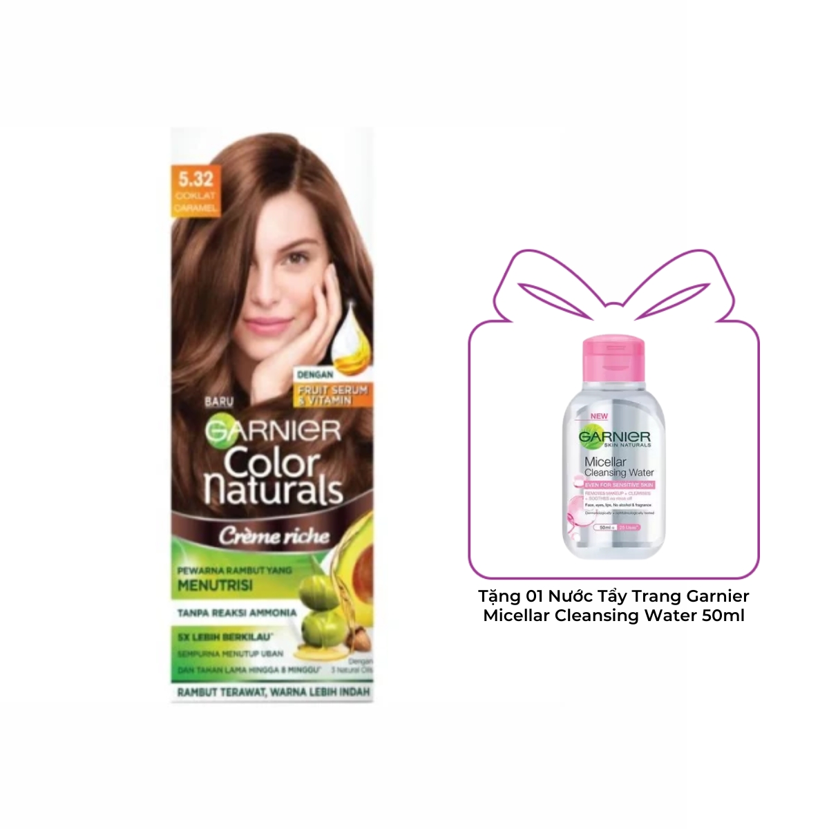 Kem Nhuộm Tóc Garnier Color Naturals Creme Riche Màu 5.32 - Nâu Caramel