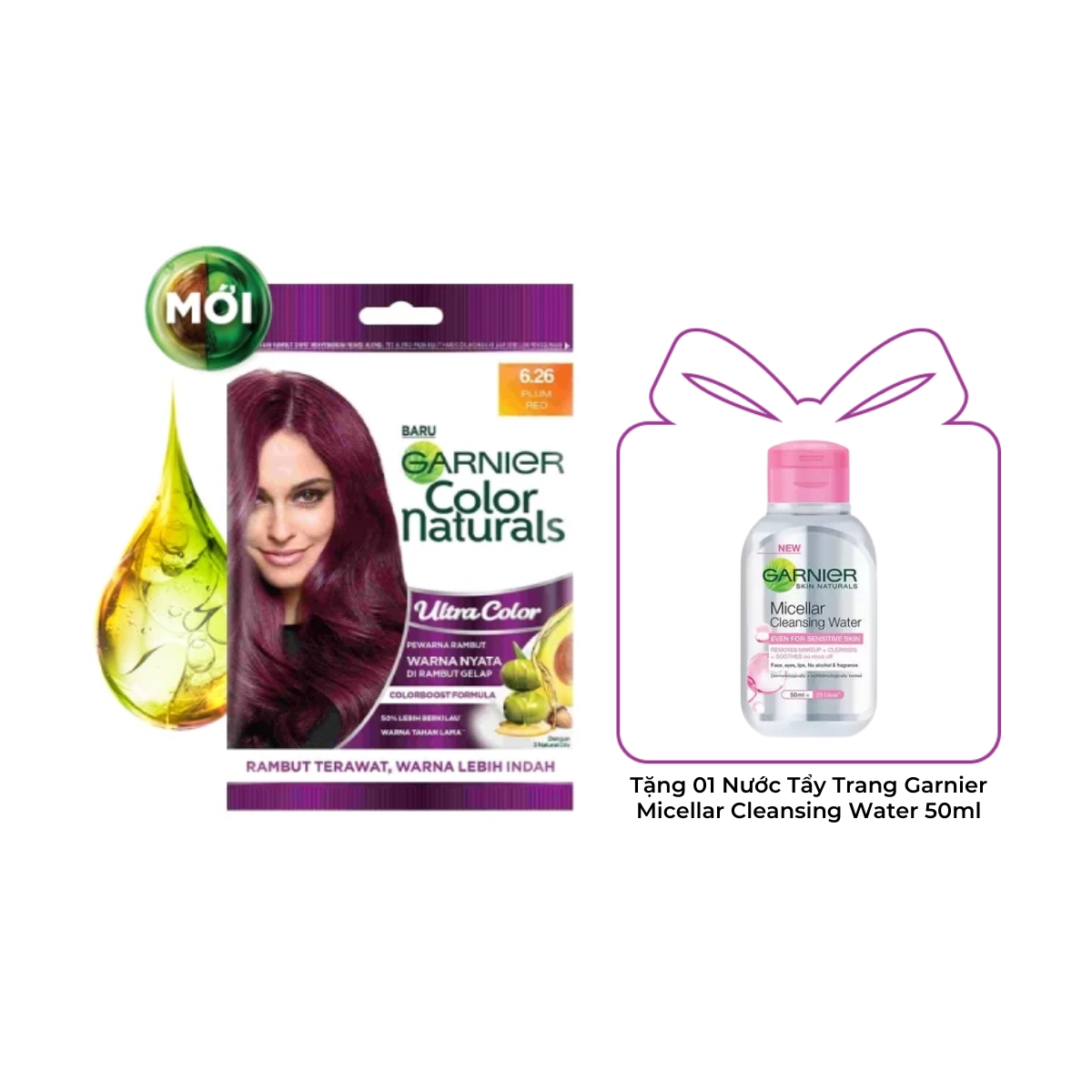 Kem Nhuộm Tóc Garnier Color Naturals Creme Riche Màu 6.26 Đỏ Mận (Gói)