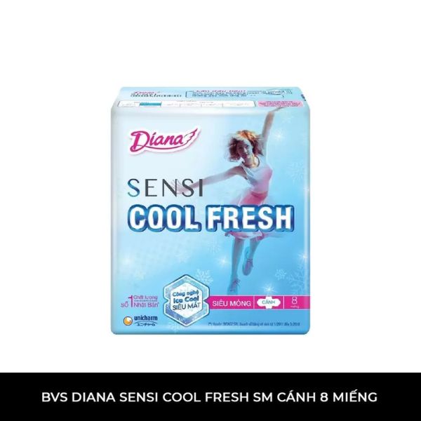 Băng Vệ Sinh Diana Sensi Cool Fresh Siêu Mỏng 23cm Cánh - 8 PCS