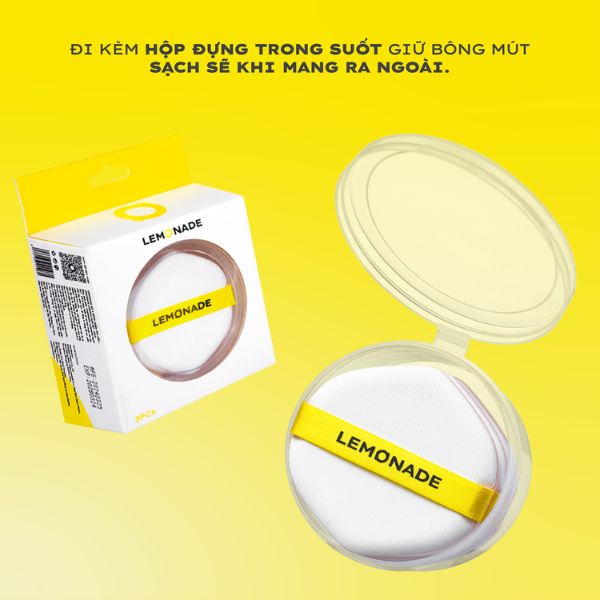 Bộ 3 Bông Phấn Lemonade Cushion Puff Set Tán Nền - 3pcs