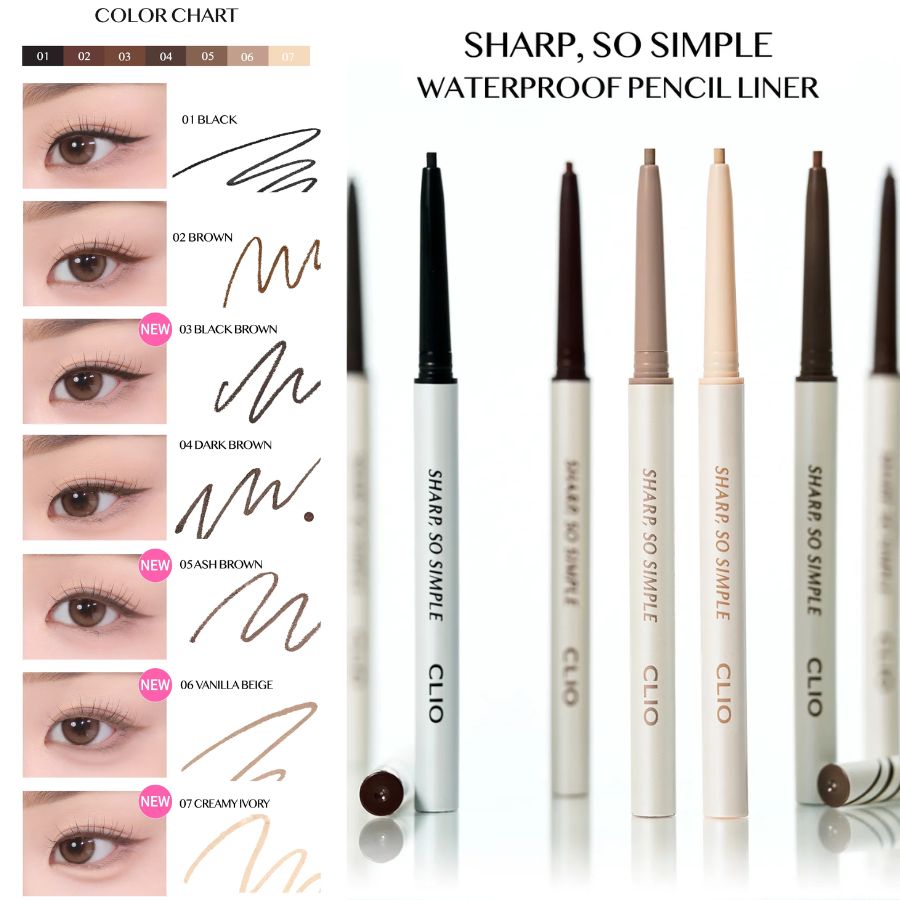 Chì Kẻ Mắt CLIO Sharp So Simple Waterproof Pencil Liner 002 Màu Nâu