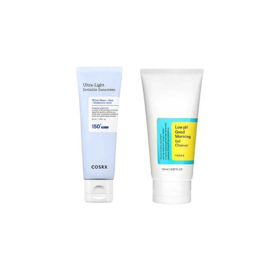Combo Sữa Rửa Mặt Cosrx Low pH Good Morning Gel Cleanser 150ml + Kem Chống Nắng Cosrx Ultra-Light Invisible Sunscreen SPF50 PA++++ 50ml