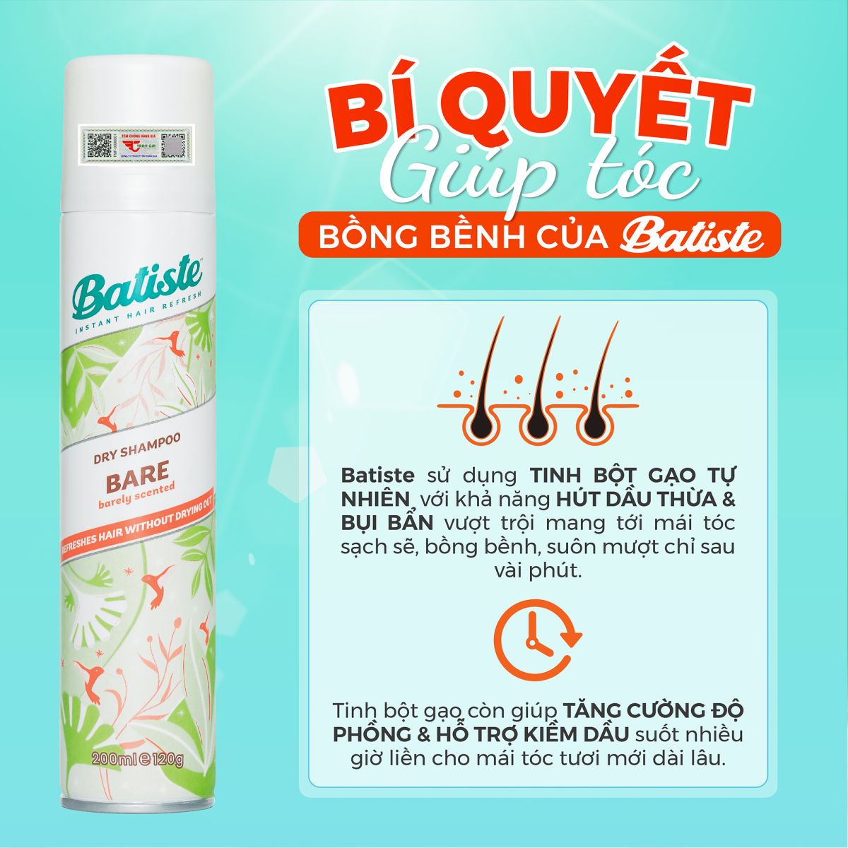 Dầu Gội Khô Batiste Hương Hoa Thiên Nhiên 200ml