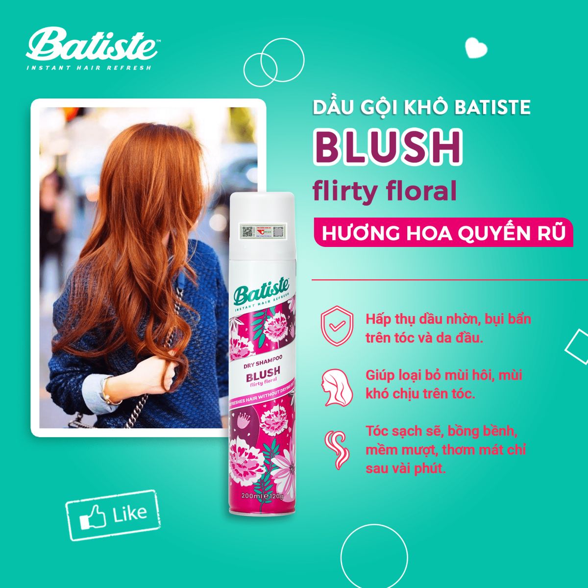 Dầu gội khô Batiste Blush 200ml