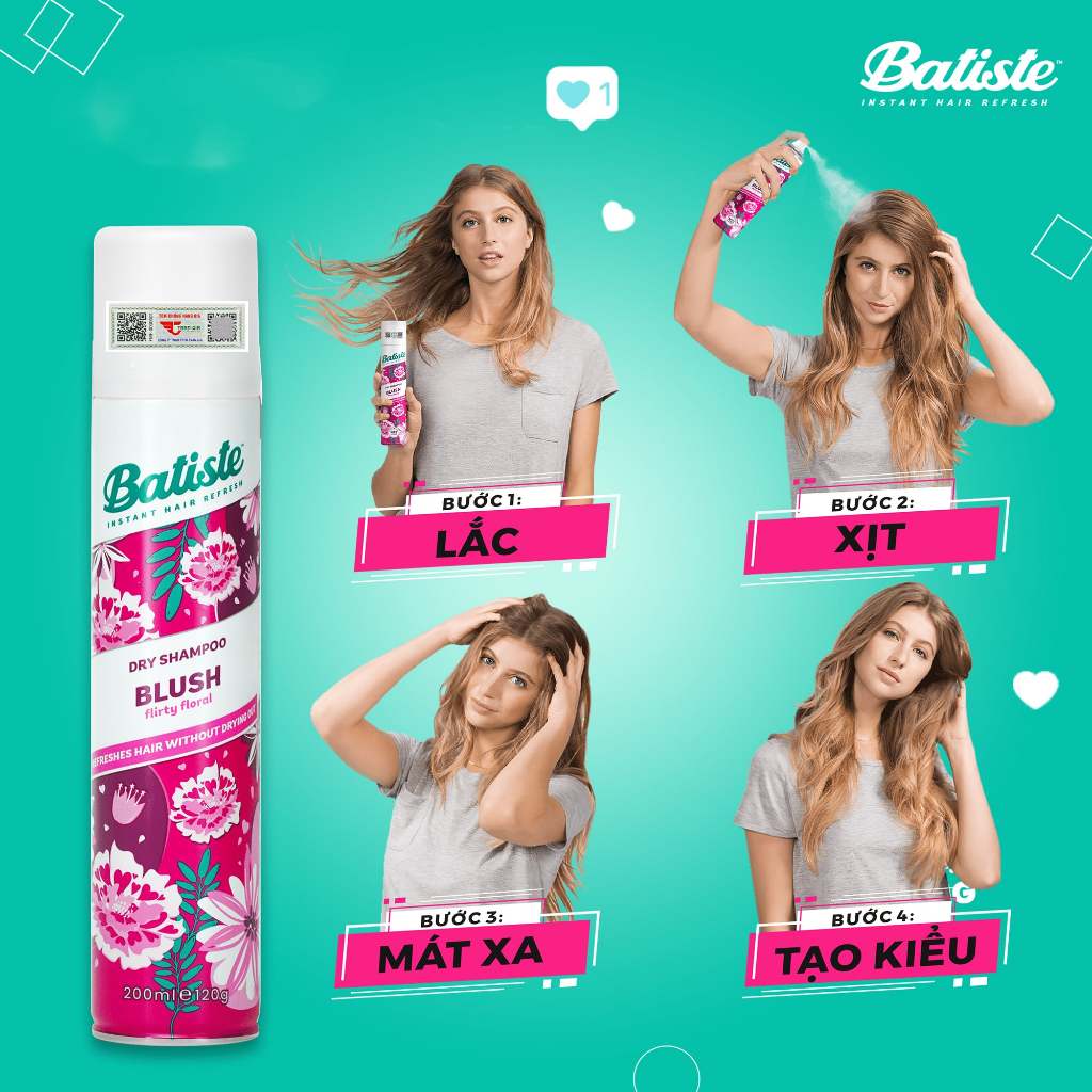 Dầu gội khô Batiste Blush 200ml