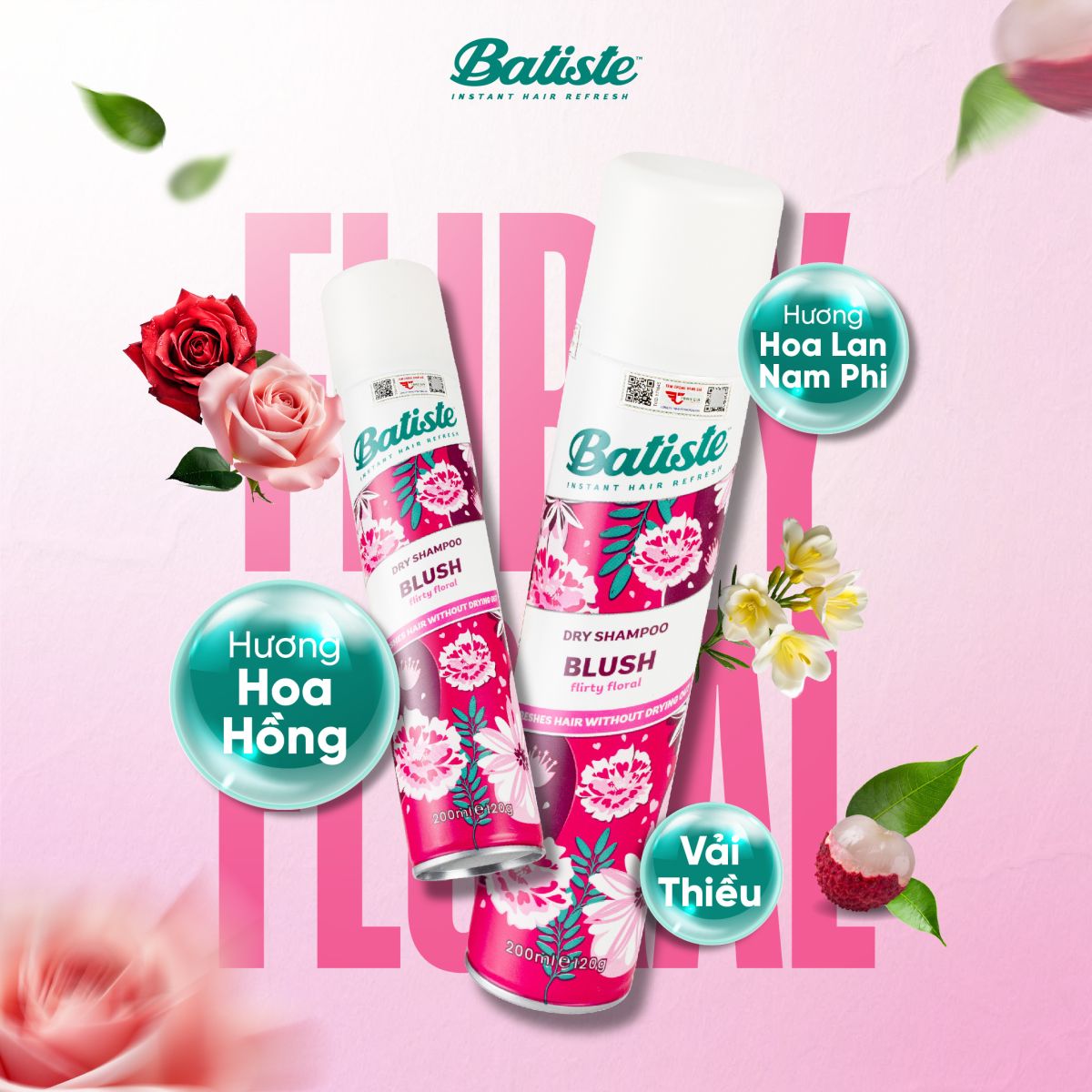 Dầu gội khô Batiste Blush 200ml