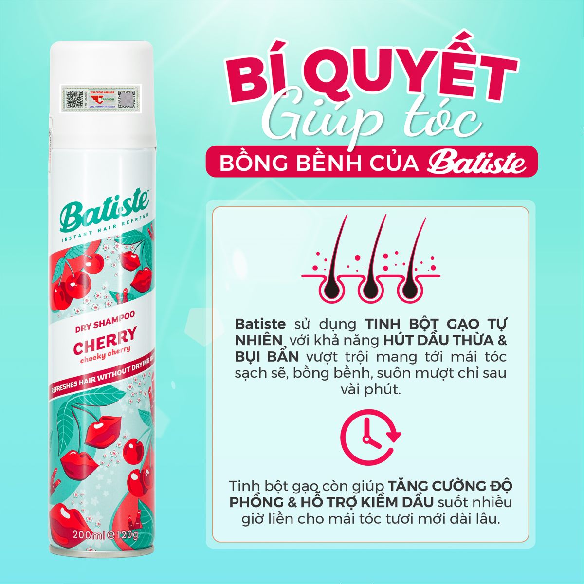 Dầu gội khô Batiste Cherry 200ml