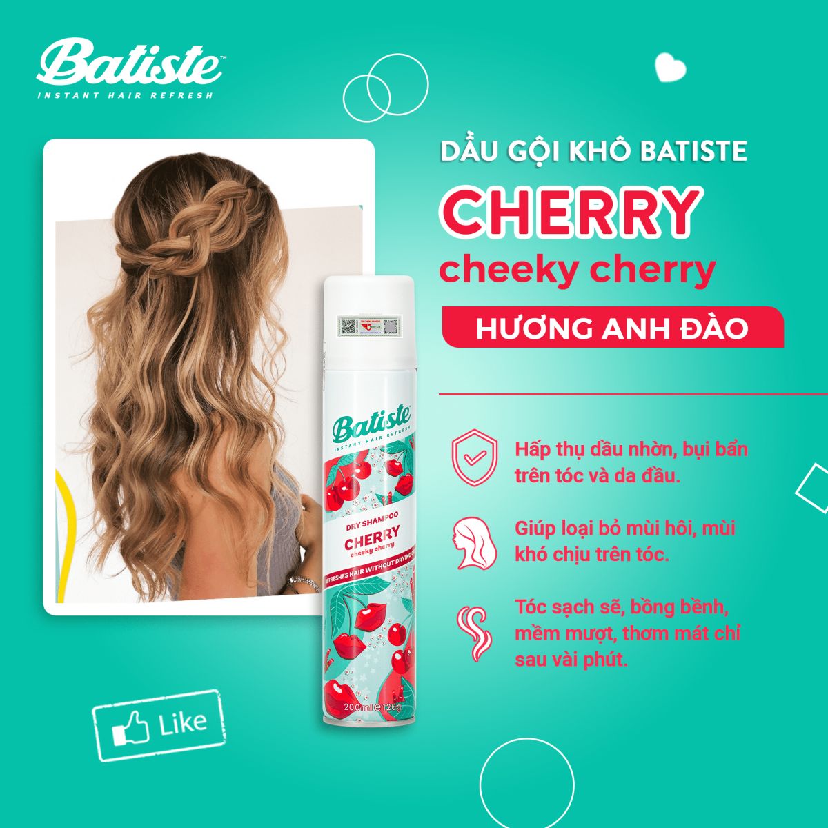 Dầu gội khô Batiste Cherry 200ml