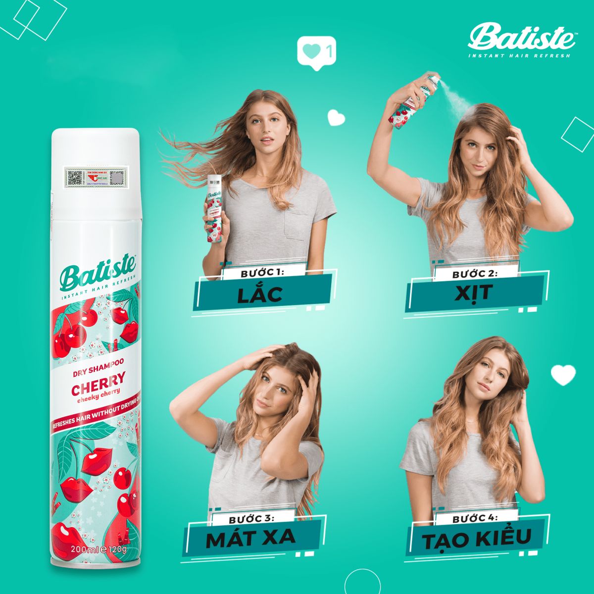 Dầu gội khô Batiste Cherry 200ml