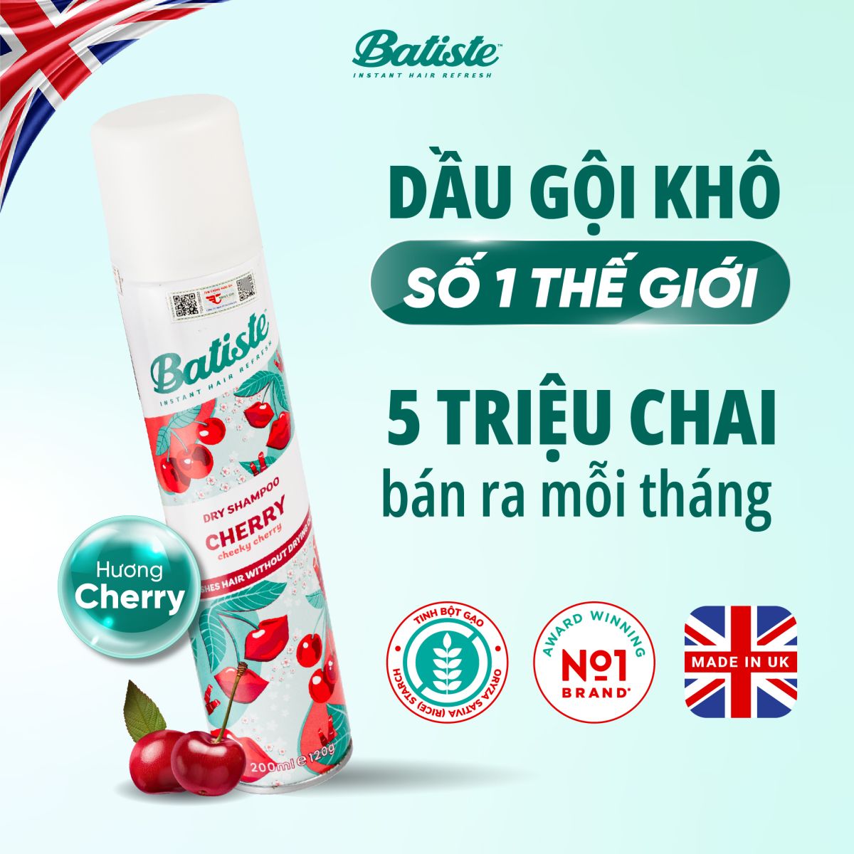 Dầu gội khô Batiste Cherry 200ml