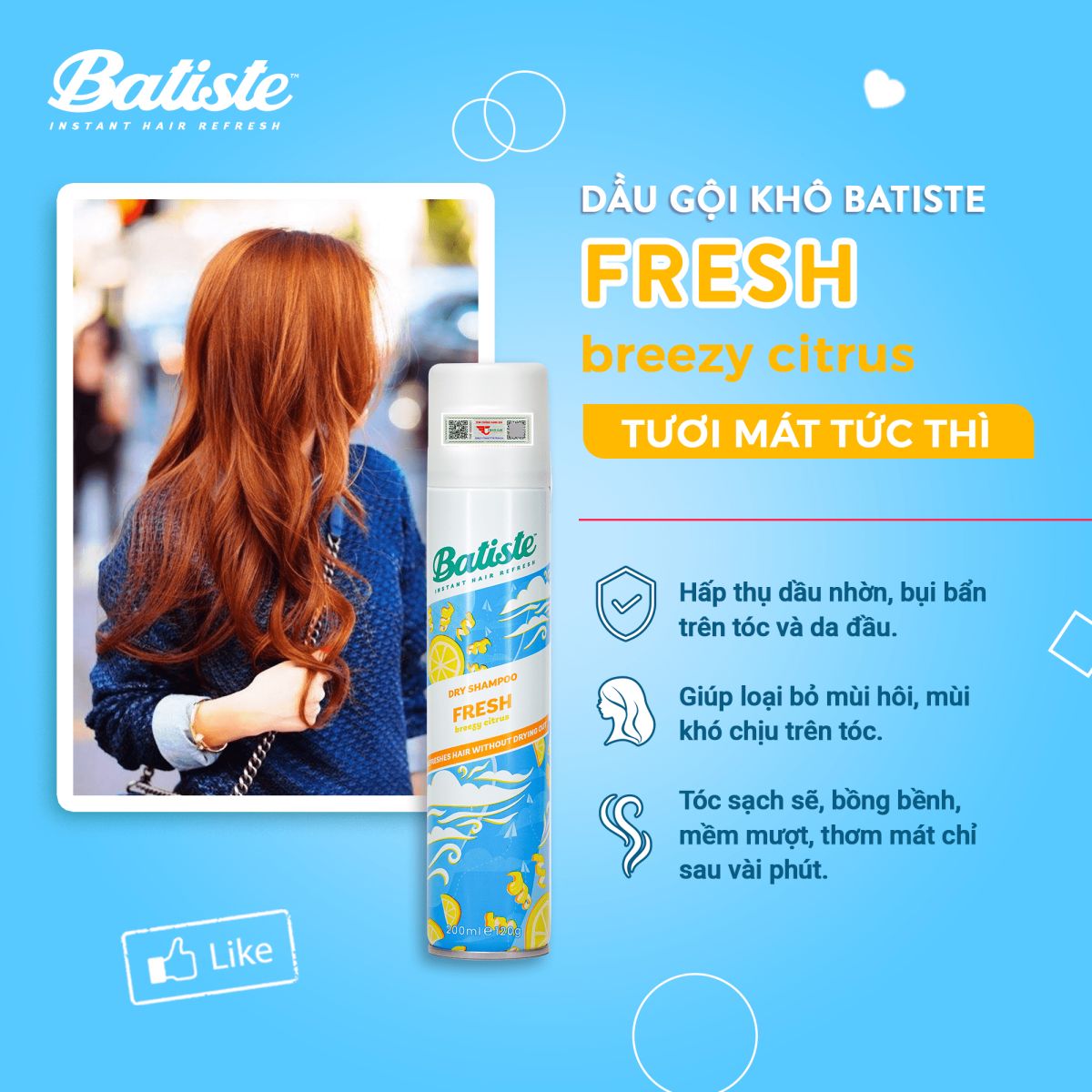 Dầu Gội Khô Batiste Fresh 200ml