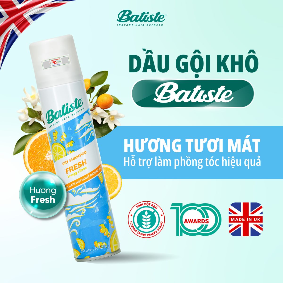 Dầu Gội Khô Batiste Fresh 200ml