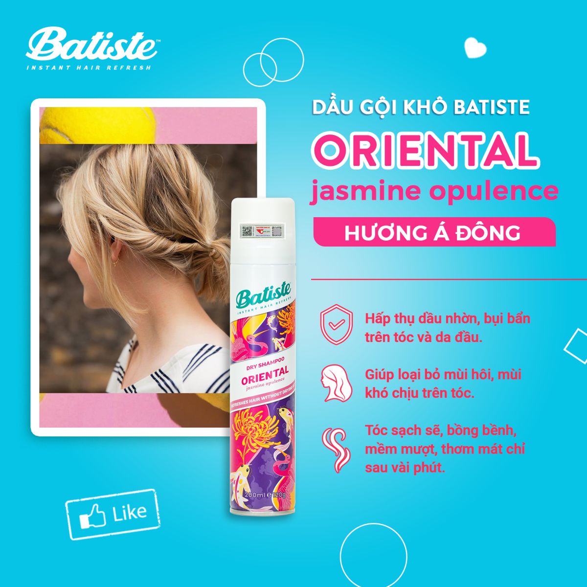 Dầu Gội Khô Batiste Hương Hoa Á Đông 200ml