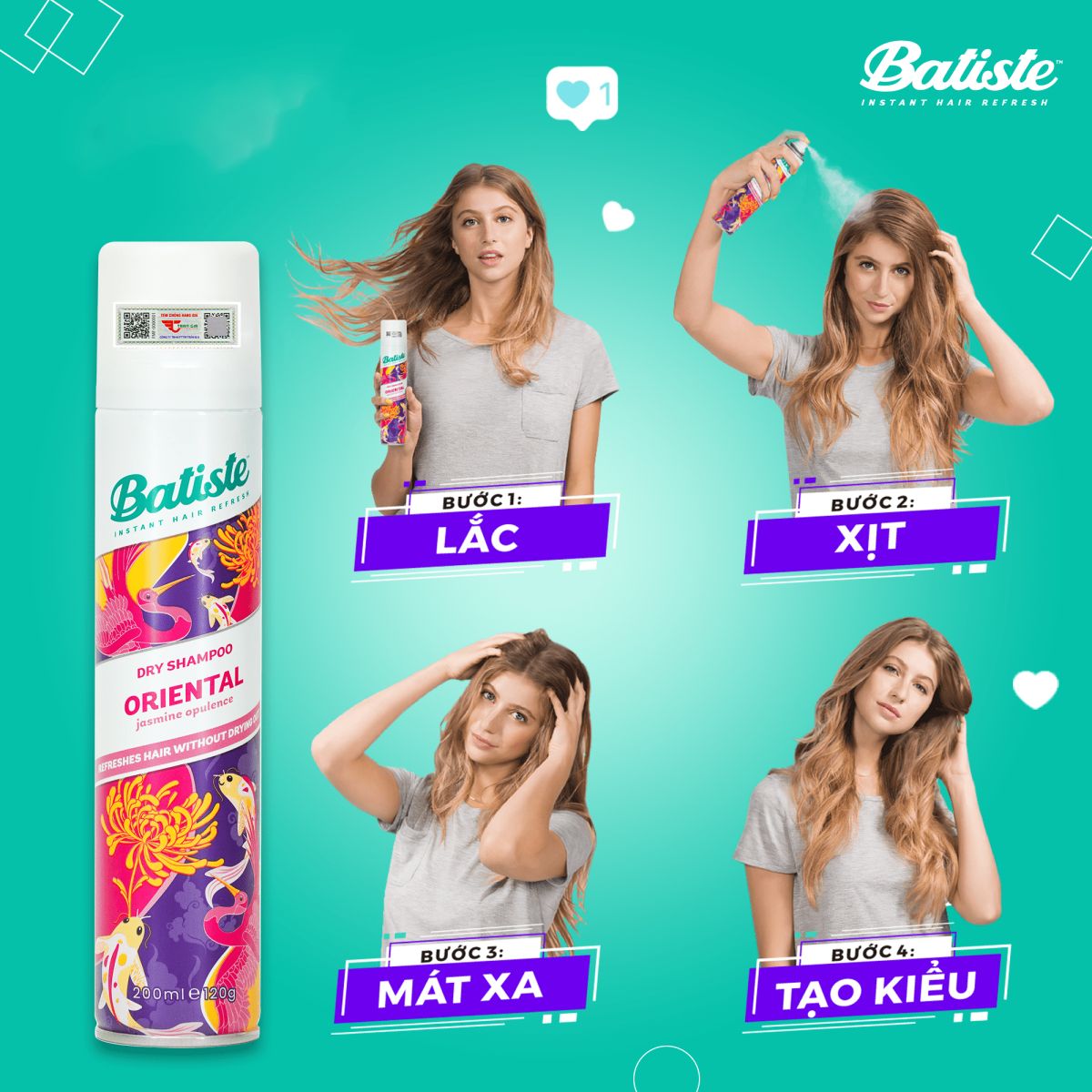 Dầu Gội Khô Batiste Hương Hoa Á Đông 200ml