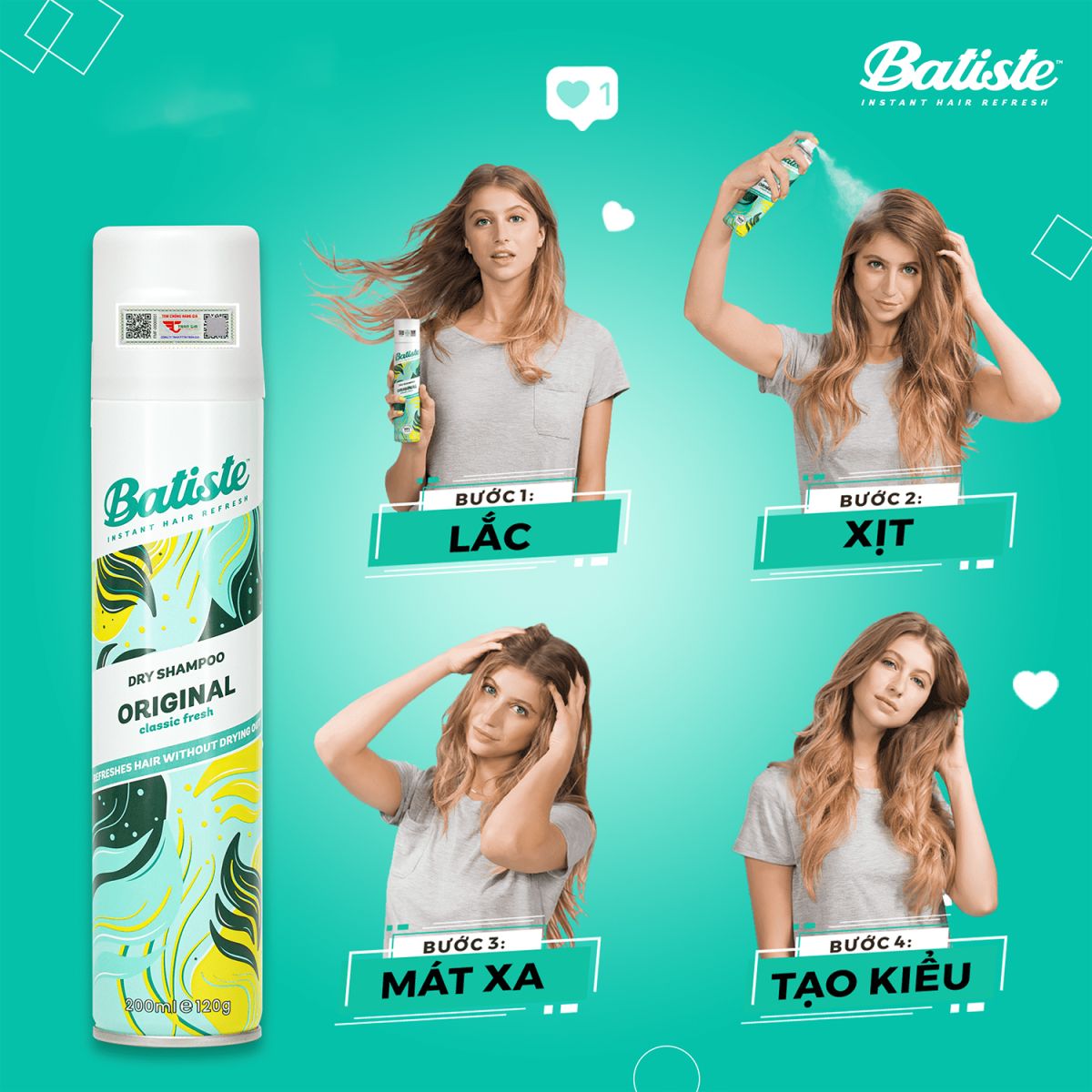 Dầu Gội Khô Batiste Original 200ml