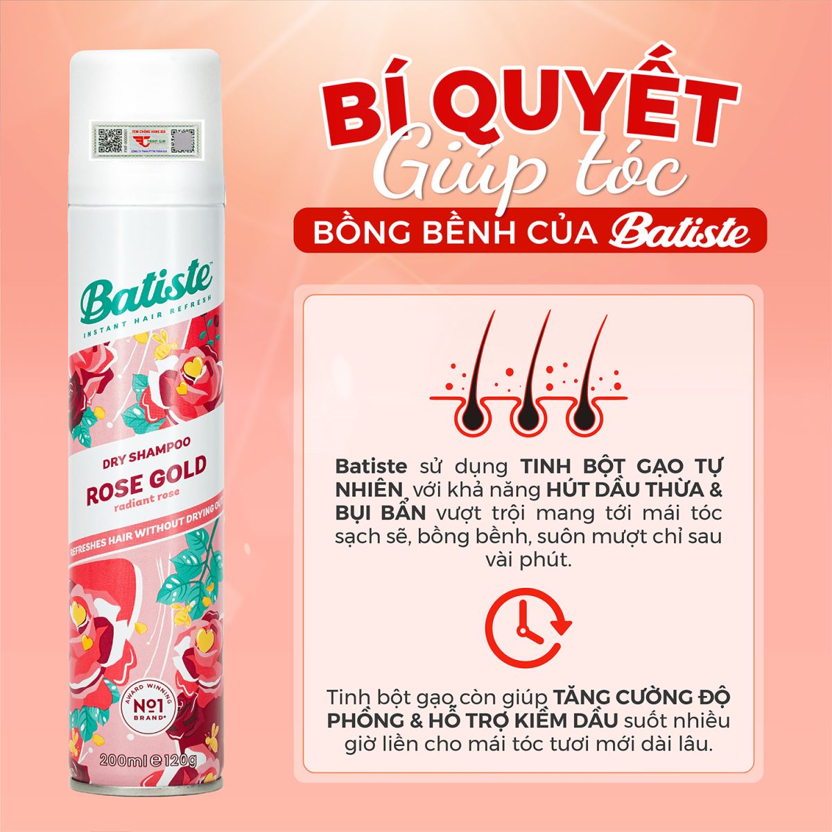 Dầu gội khô Batiste Rose Gold