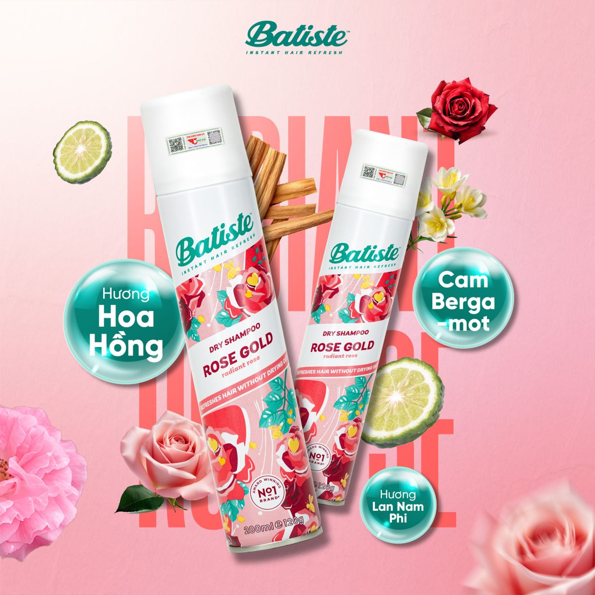 Dầu gội khô Batiste Rose Gold