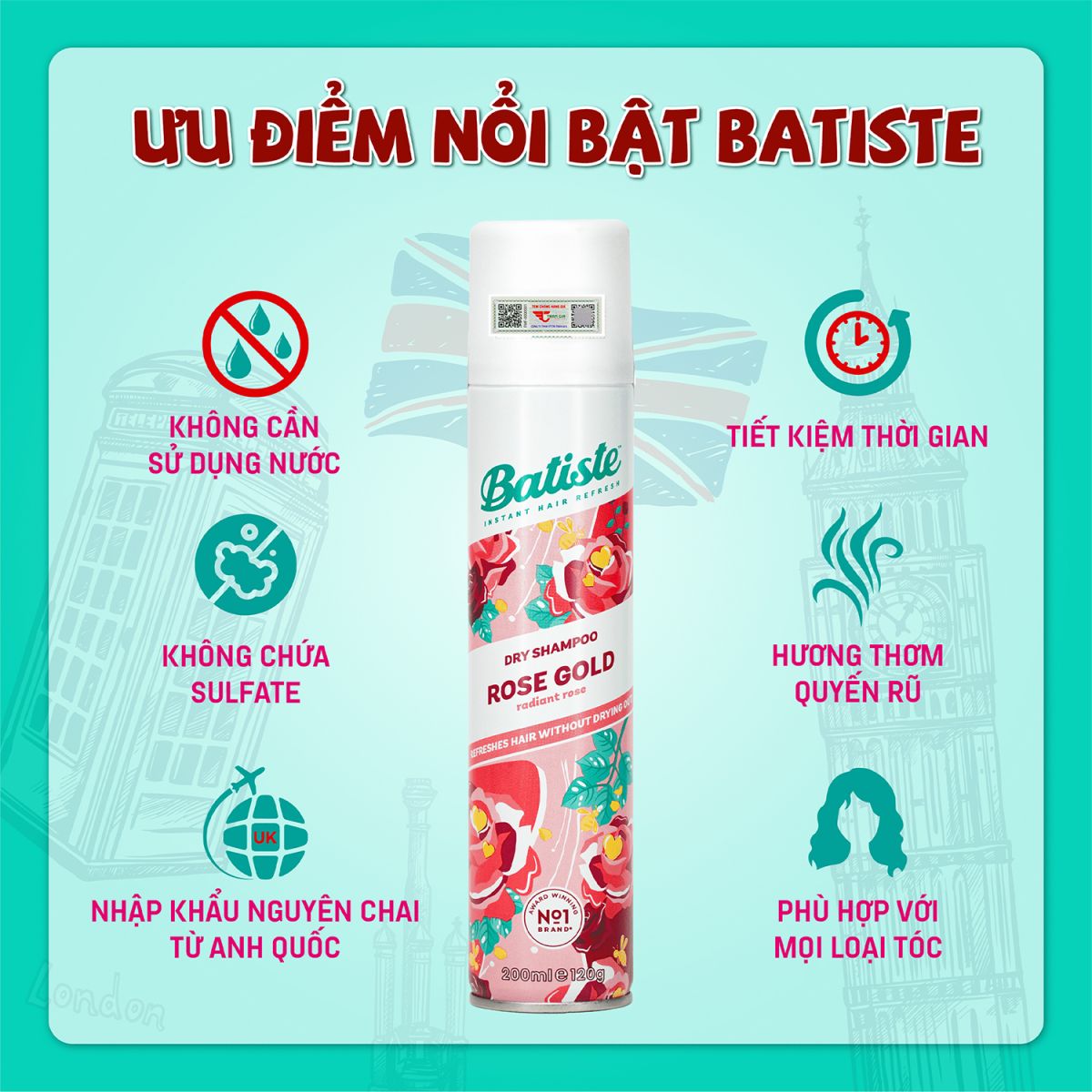 Dầu gội khô Batiste Rose Gold