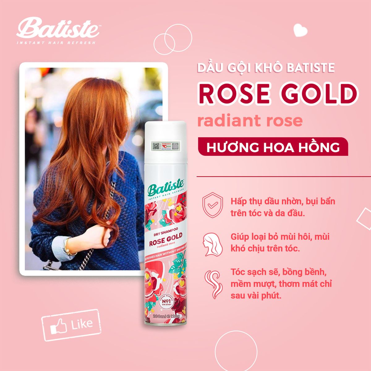 Dầu gội khô Batiste Rose Gold