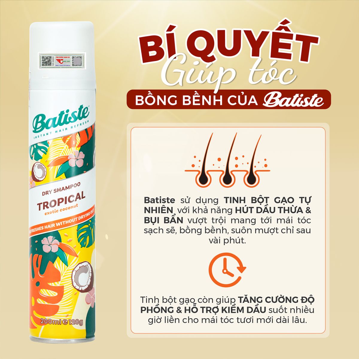 Dầu Gội Khô Batiste Tropical 200ml