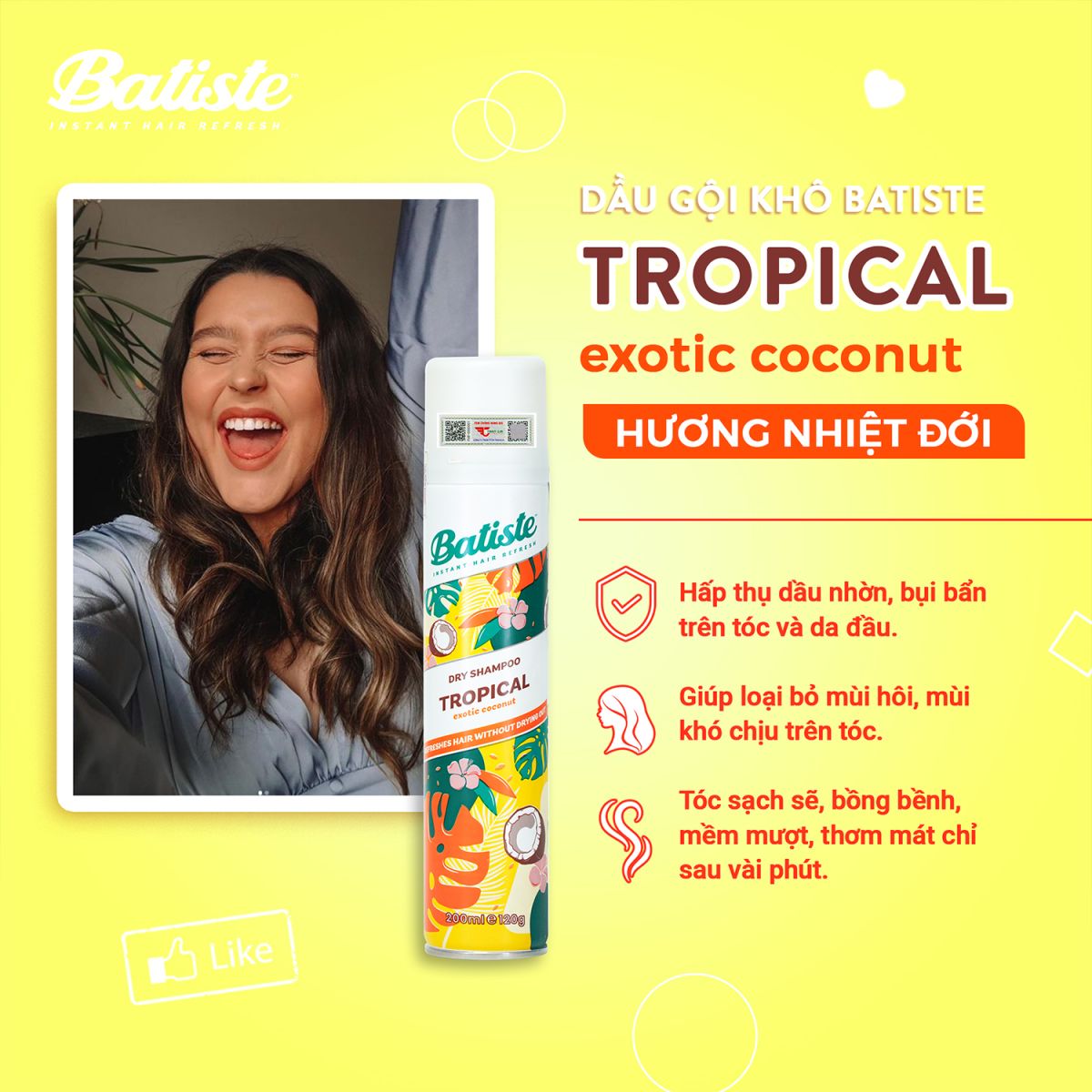 Dầu Gội Khô Batiste Tropical 200ml