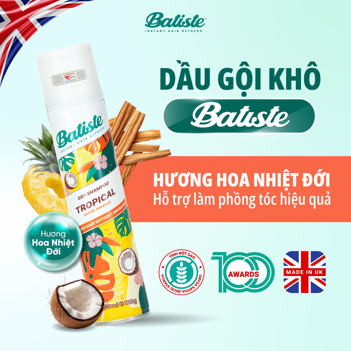 Dầu Gội Khô Batiste Tropical 200ml