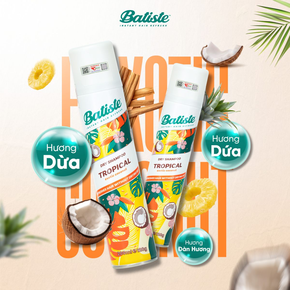 Dầu Gội Khô Batiste Tropical 200ml