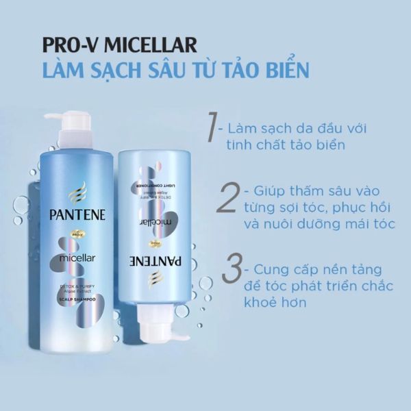 Dầu Gội Pantene Micellar Detox & Purify Algae Extract 530ml