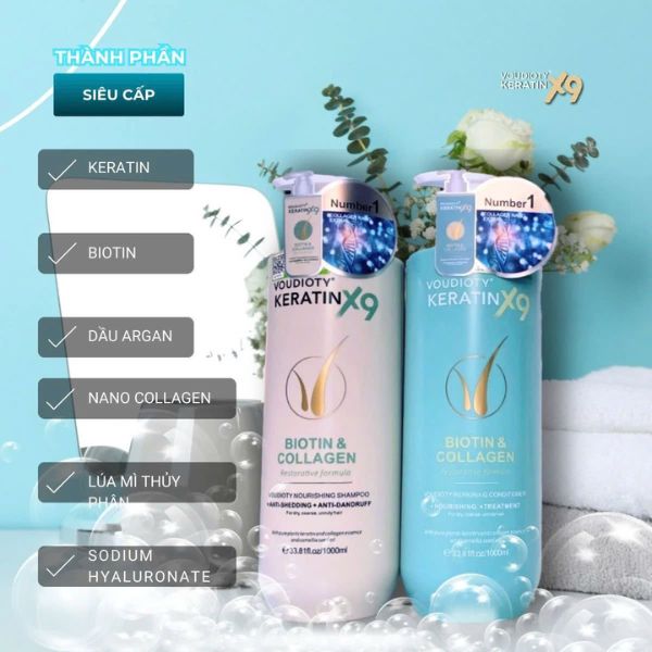 Dầu Gội Voudioty KERATIN X9 Biotin & Collagen 1000ml