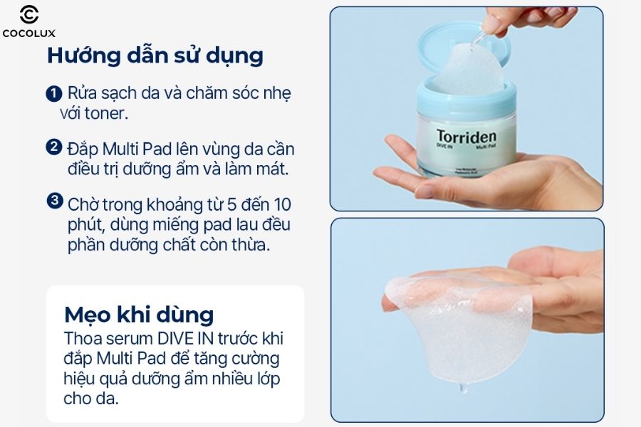 Hướng dẫn sử dụng nước hoa hồng Torriden dạng miếng