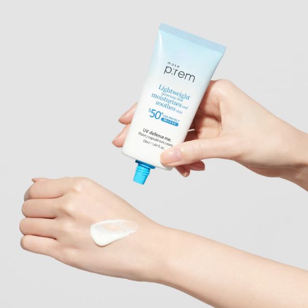 Kem Chống Nắng Make P:rem UV Defense me. Watery Capsule Sun Cream Cấp Ẩm (Xanh Dương) 50ml
